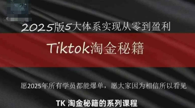 TikTok跨境2025淘金秘籍,2025TikTok从0到盈利变现-鸿图网创