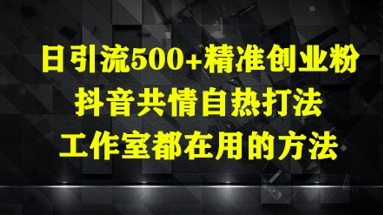 日引流500+精准创业粉，抖音共情自热打法，工作室都在用的方法-鸿图网创