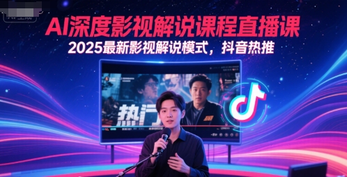 AI深度影视解说课程直播课,2025最新影视解说模式,抖音热推-鸿图网创
