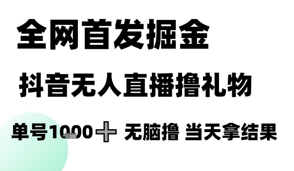 全网首发掘金抖音无人直播撸礼物，单号1k +无脑撸，当天拿结果【揭秘】-鸿图网创