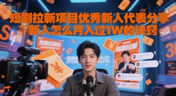 短剧拉新项目优秀新人代表分享新人怎么月入过1W的诀窍-鸿图网创