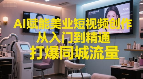 AI赋能美业短视频创作,从入门到精通,打爆同城流量,超级AI工具短视频实操落地-鸿图网创