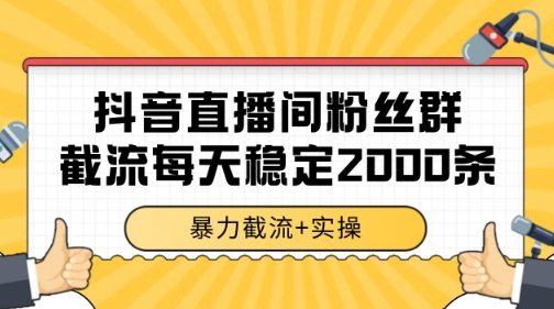抖音直播间粉丝群暴力截流，一台电脑每天稳定2000条数据【揭秘】-鸿图网创