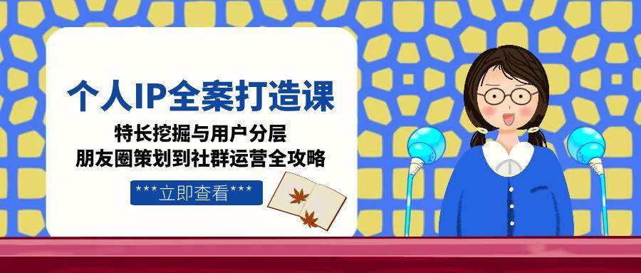 个人IP全案打造课,特长挖掘与用户分层,朋友圈策划到社群运营全攻略-鸿图网创