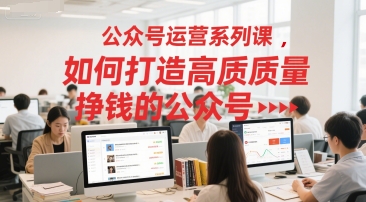 公众号运营系列课，如何打造高质量挣钱的公众号-鸿图网创