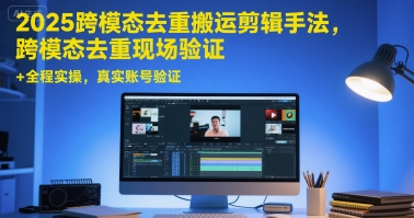 2025跨模态去重搬运剪辑手法，跨模态去重现场验证 +全程实操，真实账号验证-鸿图网创