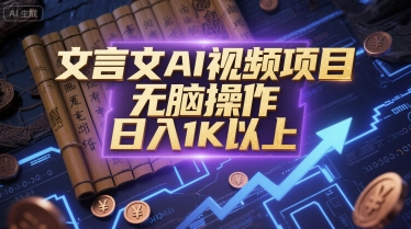 文言文AI视频项目,无脑操作,日入1K以上-鸿图网创
