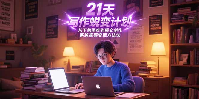 21天写作蜕变计划，从下笔困难到爆文创作，系统掌握变现方法论-鸿图网创