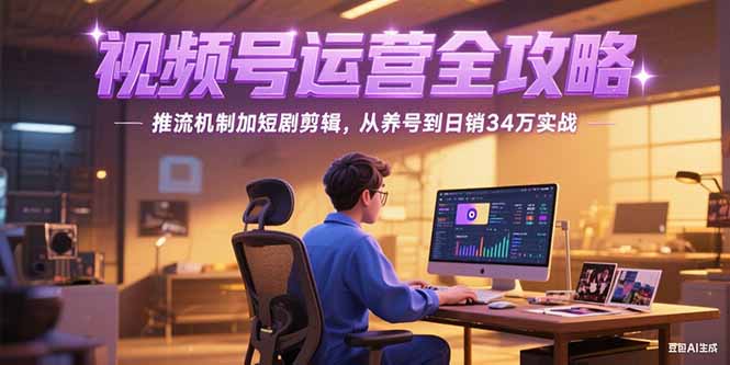 2025视频号运营全攻略，推流机制加短剧剪辑，从养号到日销34万实战-鸿图网创