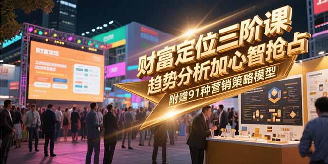 财富定位三阶课，趋势分析加心智抢占，附赠91种营销策略模型-鸿图网创