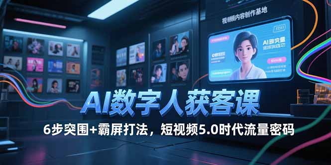 AI数字人获客课,6步突围+霸屏打法,短视频5.0时代流量密码-鸿图网创