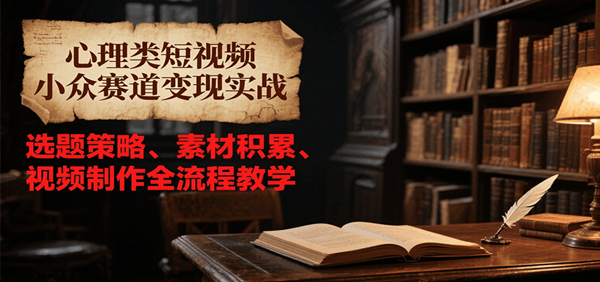 心理类短视频小众赛道变现实战,选题策略、素材积累、视频制作全流程教学-鸿图网创