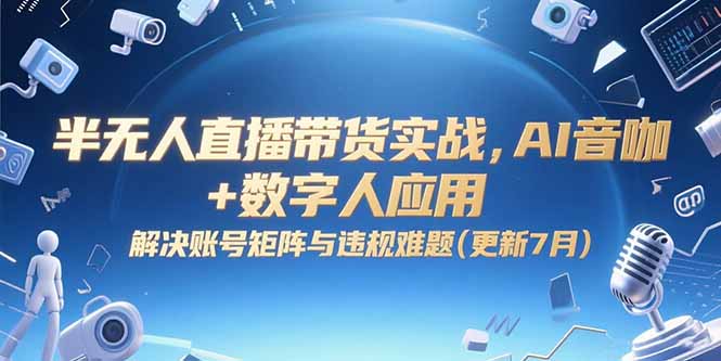 半无人直播带货实战,AI音咖+数字人应用 解决账号矩阵与违规难题(更新7月-鸿图网创