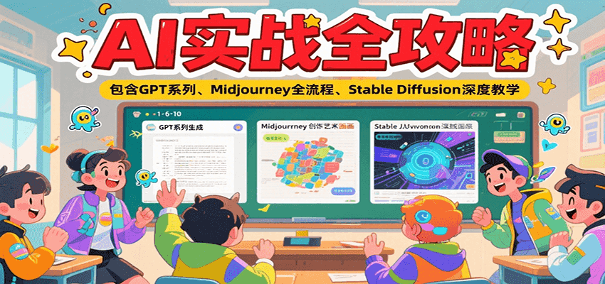 AI实战全攻略，包含GPT系列、Midjourney全流程、Stable Diffusion深度教学-鸿图网创