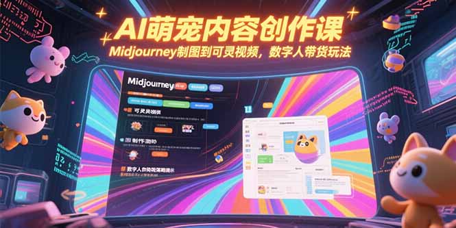 AI萌宠内容创作课，Midjourney制图到可灵视频，数字人带货玩法-鸿图网创