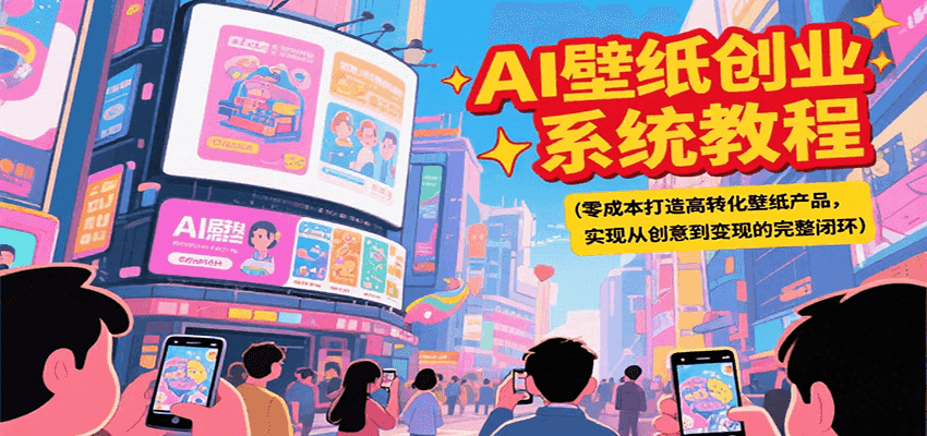AI壁纸创业系统教程，零成本打造高转化壁纸产品，实现从创意到变现的完整闭环-鸿图网创