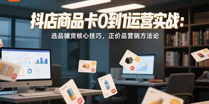抖店商品卡0到1运营实战：选品铺货核心技巧，正价品营销方法论-鸿图网创