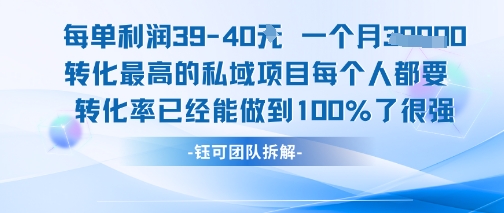 每单利润40一个月7k+转化最高的私域项目，每个人都要的产品转化率已经能做到100%-鸿图网创