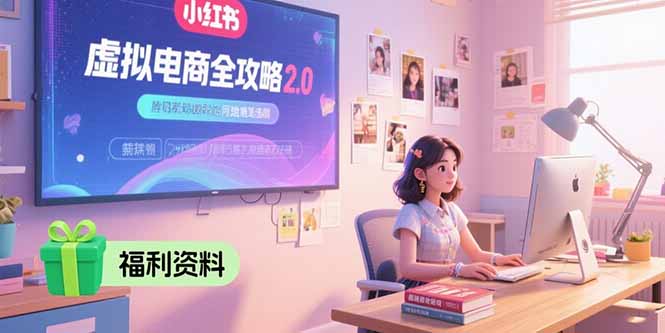 虚拟电商全攻略2.0，开店选品实操流程，账号定位、货源发布、笔记发布技巧-鸿图网创