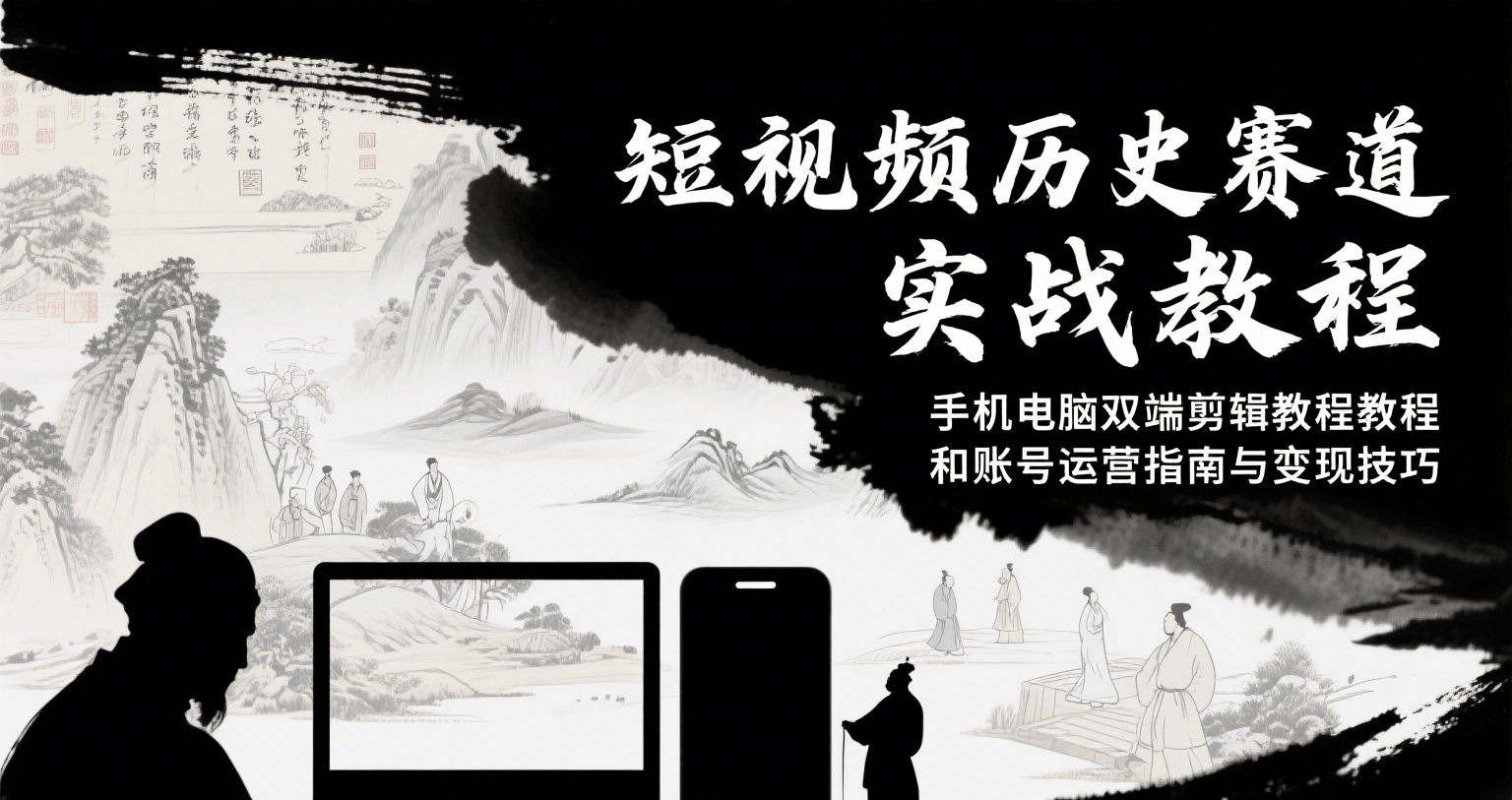 短视频历史赛道实战教程，手机电脑双端剪辑教程和账号运营指南与变现技巧-鸿图网创