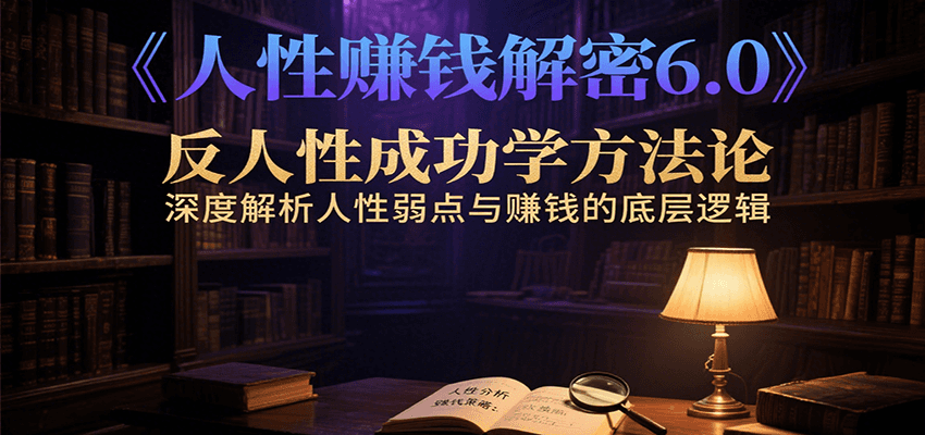 人性赚钱解密6.0，反人性成功学方法论，深度解析人性弱点与赚钱的底层逻辑-鸿图网创