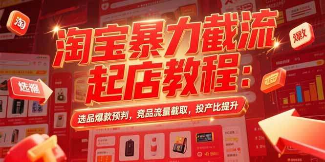 淘宝暴力截流起店教程：选品爆款预判，竞品流量截取，投产比提升-鸿图网创