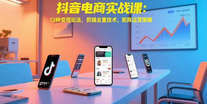 抖音电商实战课：12种变现玩法，剪辑去重技术，矩阵运营策略-鸿图网创