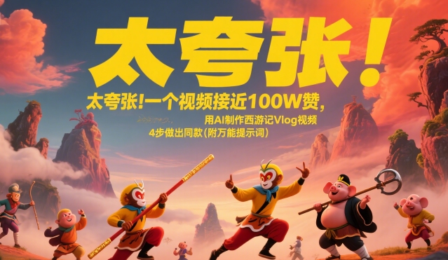 太夸张！一个视频接近100W赞，用AI制作西游记Vlog视频，全流程拆解来了(附万能提示词)-鸿图网创