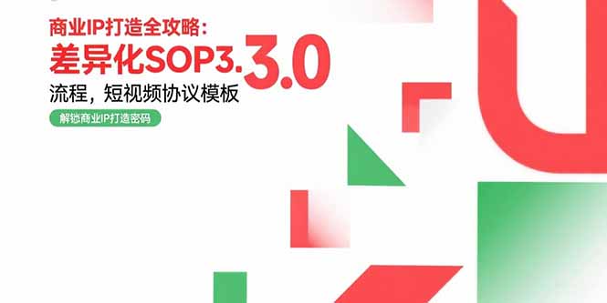 商业IP打造全攻略:差异化SOP3.0流程,短视频协议模板,婚恋项目实战案例-鸿图网创
