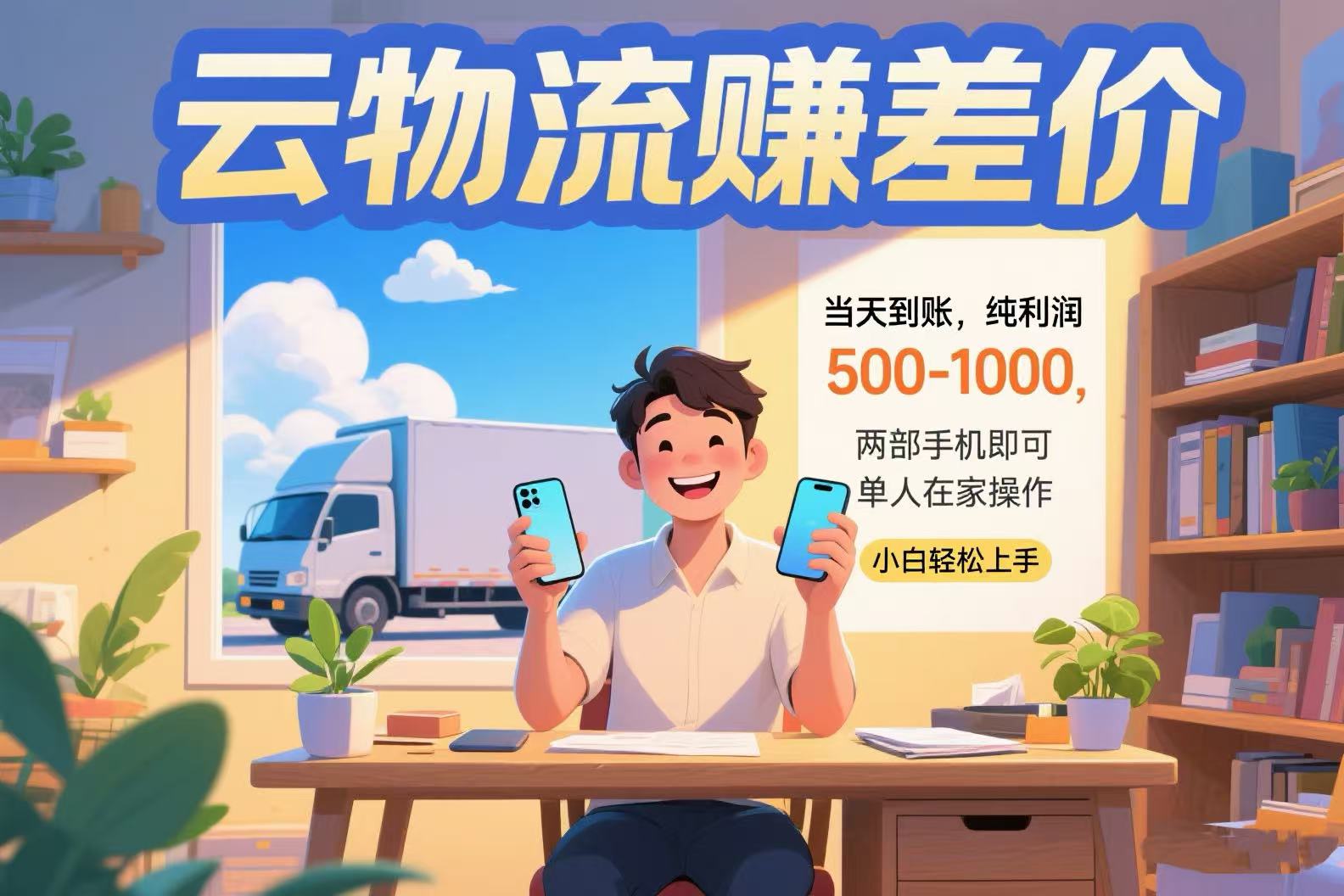 云物流赚差价 当天到账纯利润500-1000 两部手机即可 可单人在家操作 小…-鸿图网创
