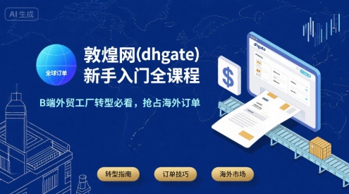 敦煌网(dhgate)新手入门全课程,B端外贸工厂转型必看,抢占海外订单-鸿图网创