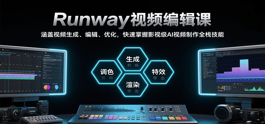 Runway视频编辑课,涵盖视频生成、编辑、优化,快速掌握影视级AI视频制作全栈技能-鸿图网创