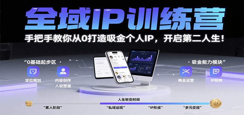 全域IP训练营，手把手教你从0打造吸金个人IP，开启第二人生！-鸿图网创