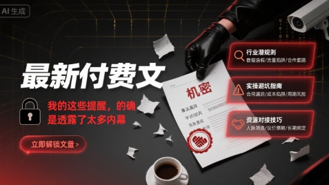 最新付费文：我的这些提醒，的确是透露了太多内幕-鸿图网创