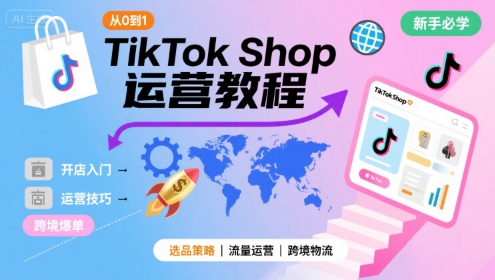 TikTok Shop从0到1运营教程，TikTok跨境电商新手必学课程-鸿图网创