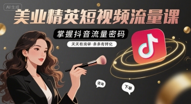 美业精英短视频流量课,掌握抖音流量密码,天天有询单,条条有转化-鸿图网创