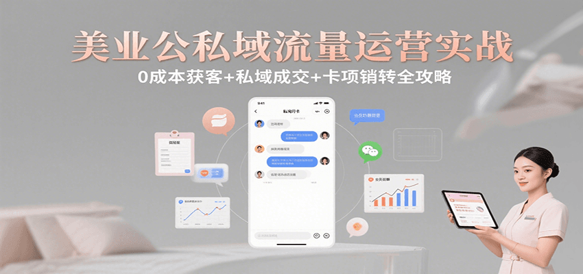 美业公私域流量运营实战:0成本获客+私域成交+卡项销转全攻略-鸿图网创