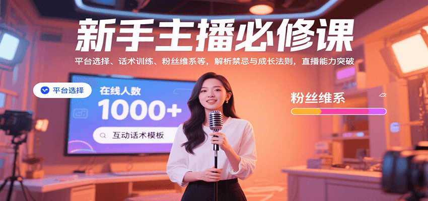 新手主播必修课：平台选择、话术训练、粉丝维系等，解析禁忌与成长法则，突破直播能力-鸿图网创