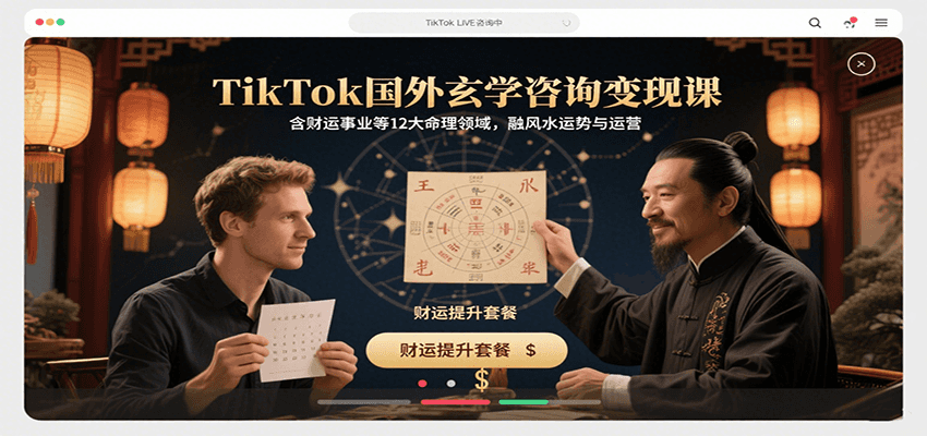TikTok国外玄学咨询变现课，含财运事业等12大命理领域，融风水运势与运营-鸿图网创