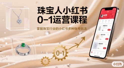 珠宝人小红书0-1运营课程，掌握珠宝行业的小红书多种账号玩法-鸿图网创