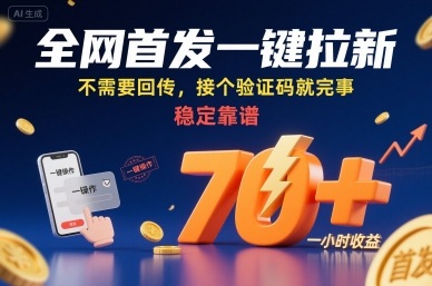 全网首发一键拉新项目，不需要回传，接个验证码就完事，稳定靠谱，一小时收益70+【揭秘】-鸿图网创