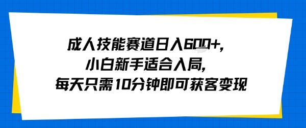 成人技能赛道日入多张，小白新手适合入局，每天只需10分钟即可获客变现-鸿图网创