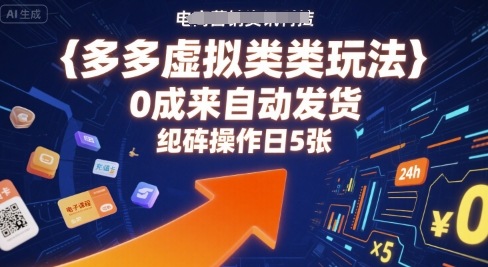 多多虚拟类目玩法，0成本全自动发货，矩阵操作日5张-鸿图网创