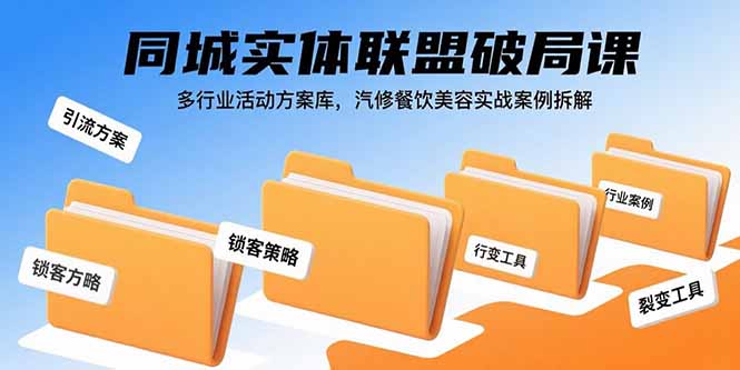 同城实体联盟破局课，多行业活动方案库，汽修餐饮美容实战案例拆解-鸿图网创