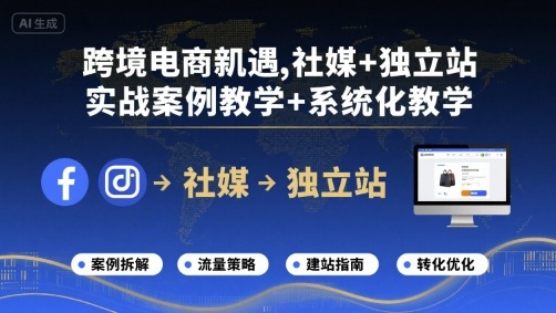 跨境电商新机遇，社媒+独立站，实战案例教学+系统化教学-鸿图网创
