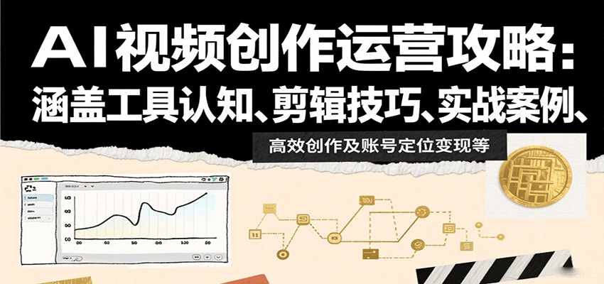AI视频创作运营攻略：涵盖工具认知、剪辑技巧、实战案例、高效创作及账号定位变现等-鸿图网创
