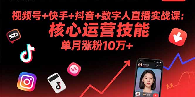 视频号+快手+抖音+数字人直播实战课(9月-鸿图网创