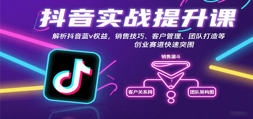 抖音实战提升课：解析抖音蓝v权益，销售技巧、客户管理、团队打造等创业赛道快速突围-鸿图网创