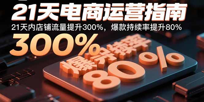 21天电商运营指南:21天内店铺流量提升300%,爆款持续率提升80%-鸿图网创
