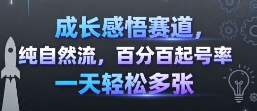 成长感悟赛道,纯自然流,百分百起号率 一天轻松多张-鸿图网创